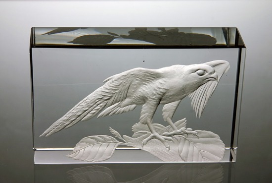 Plaquette with engraved falcon