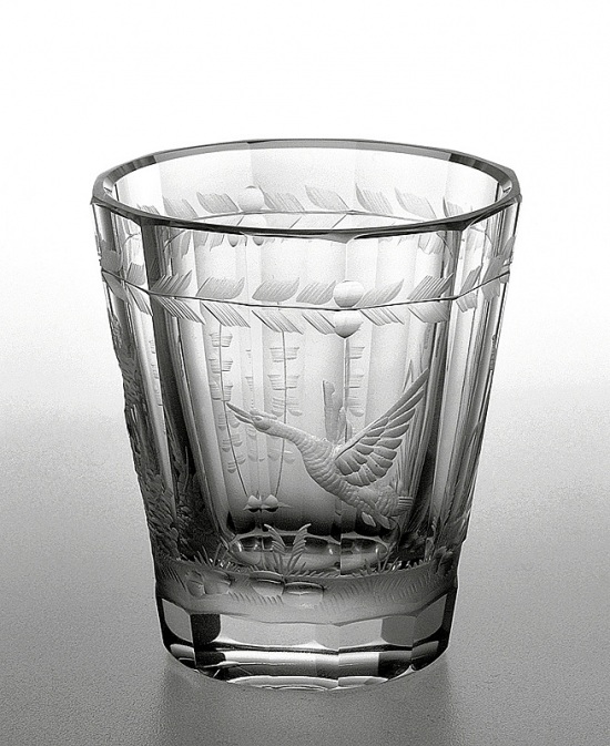 Engraved glass - wild duck