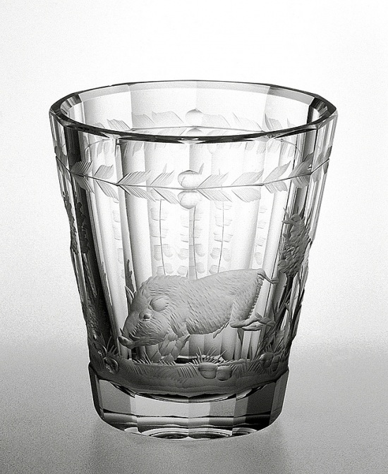 Engraved glass - wilde boar